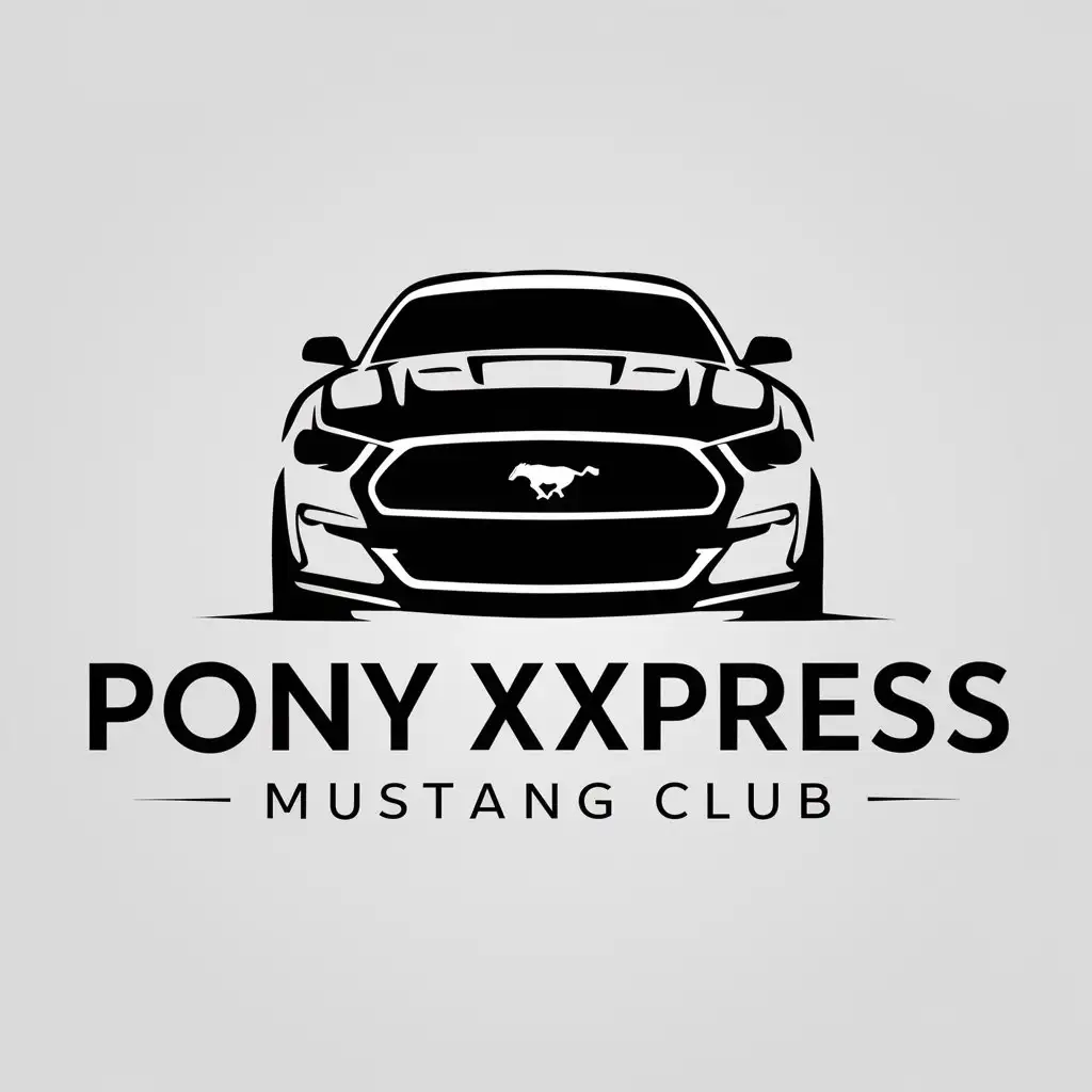 a logo design,with the text "Pony XXpress Mustang Club", main symbol:ford mustang car,Moderate,be used in Automotive industry,clear background