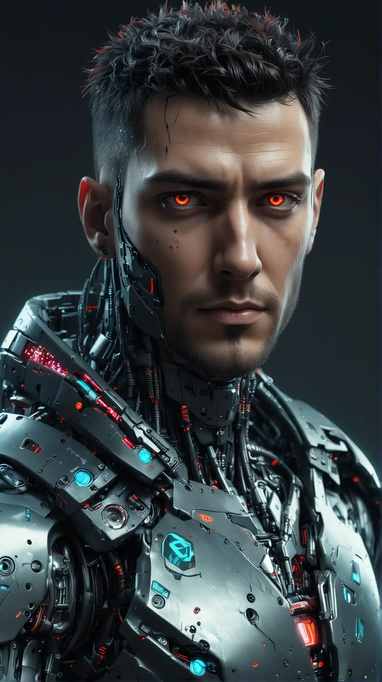 Futuristic Cyberpunk Man with Vivid Eset Robot AI Style