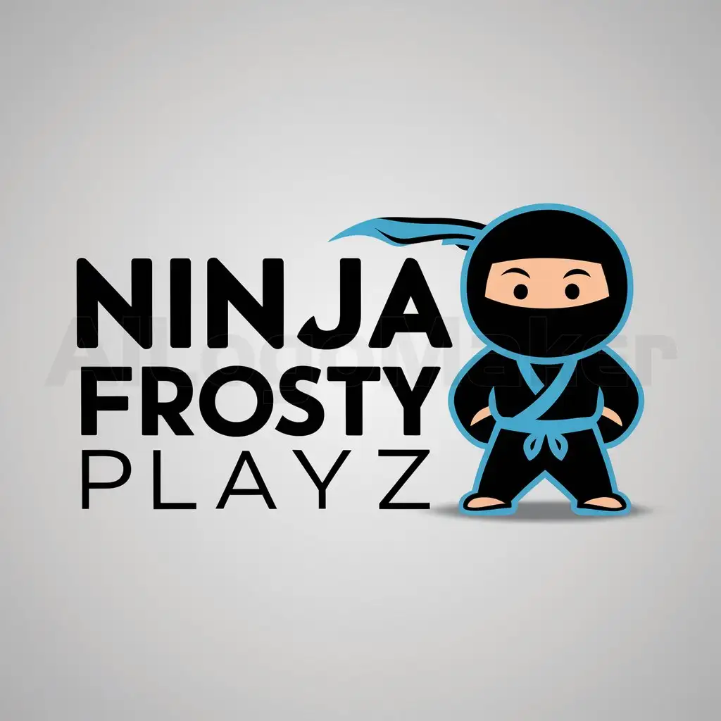 a logo design,with the text "NINJA FROSTY PLAYZ", main symbol:BLACK NINJA,Moderate,be used in gaming industry,clear background