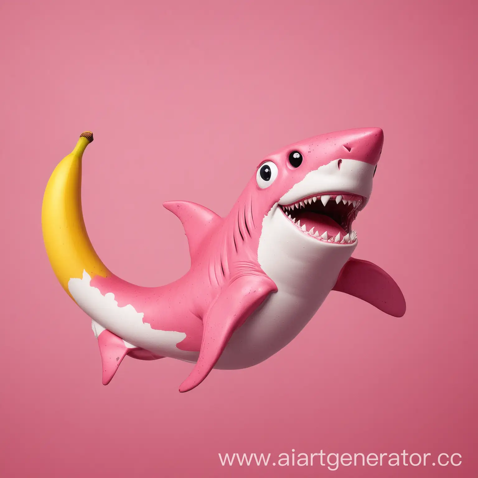 Розовая акула с бананом