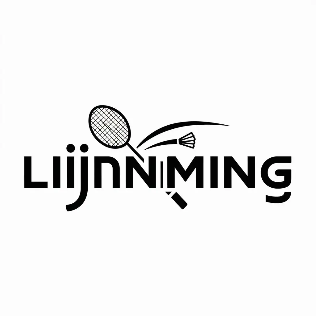 a logo design,with the text "lijinming", main symbol:badminton,complex,be used in Sports Fitness industry,clear background