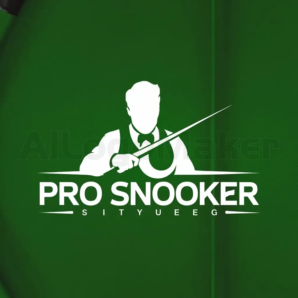 a logo design,with the text "pro snooker", main symbol:men holding a snooker cue, green, teeth, pool table,,Moderate,be used in Entertainment industry,clear background