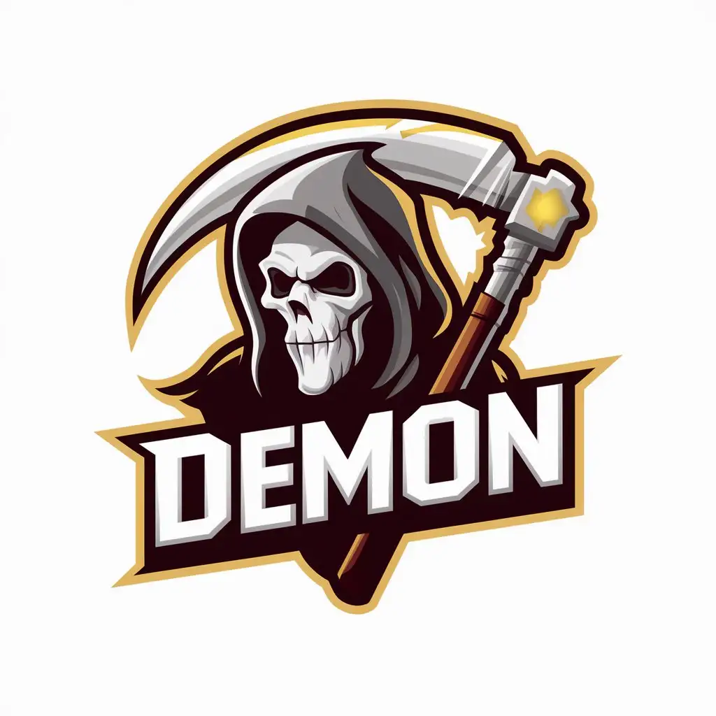 Grim Reaper Cartoon Character Logo for Demon Gaming Channel