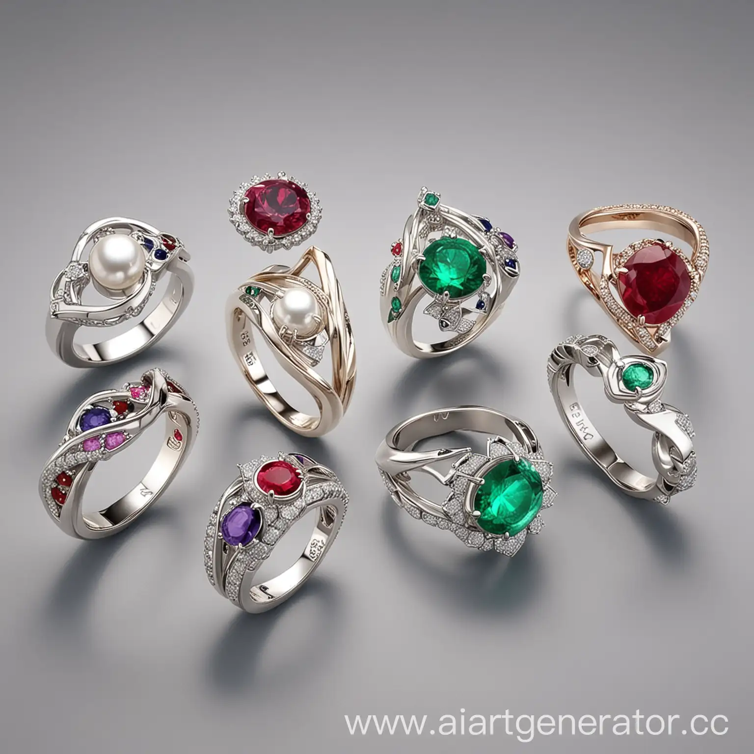 Modern-Futuristic-Silver-Rings-Collection-with-Precious-Stones