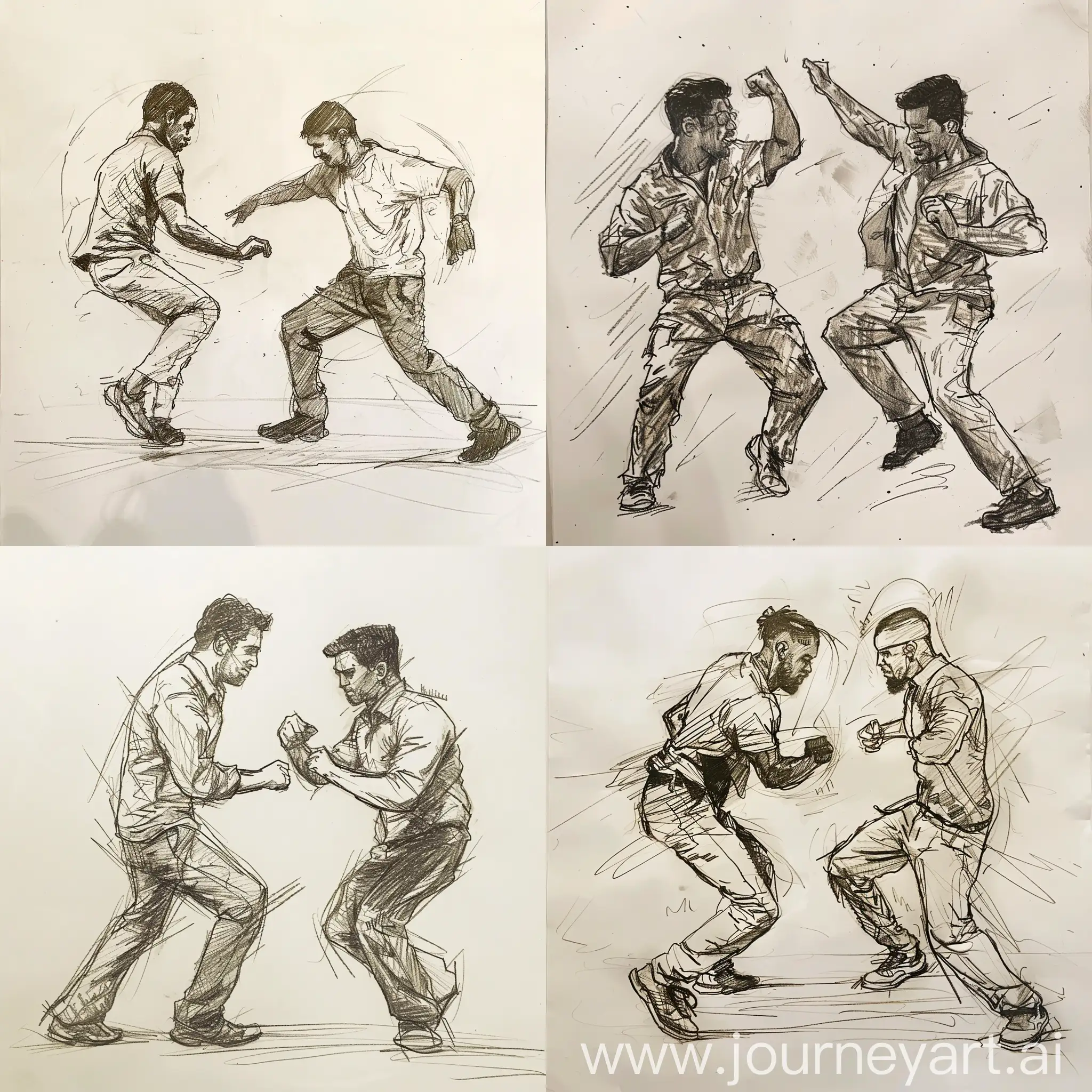 Draw two men participating in a bachata dance battle
