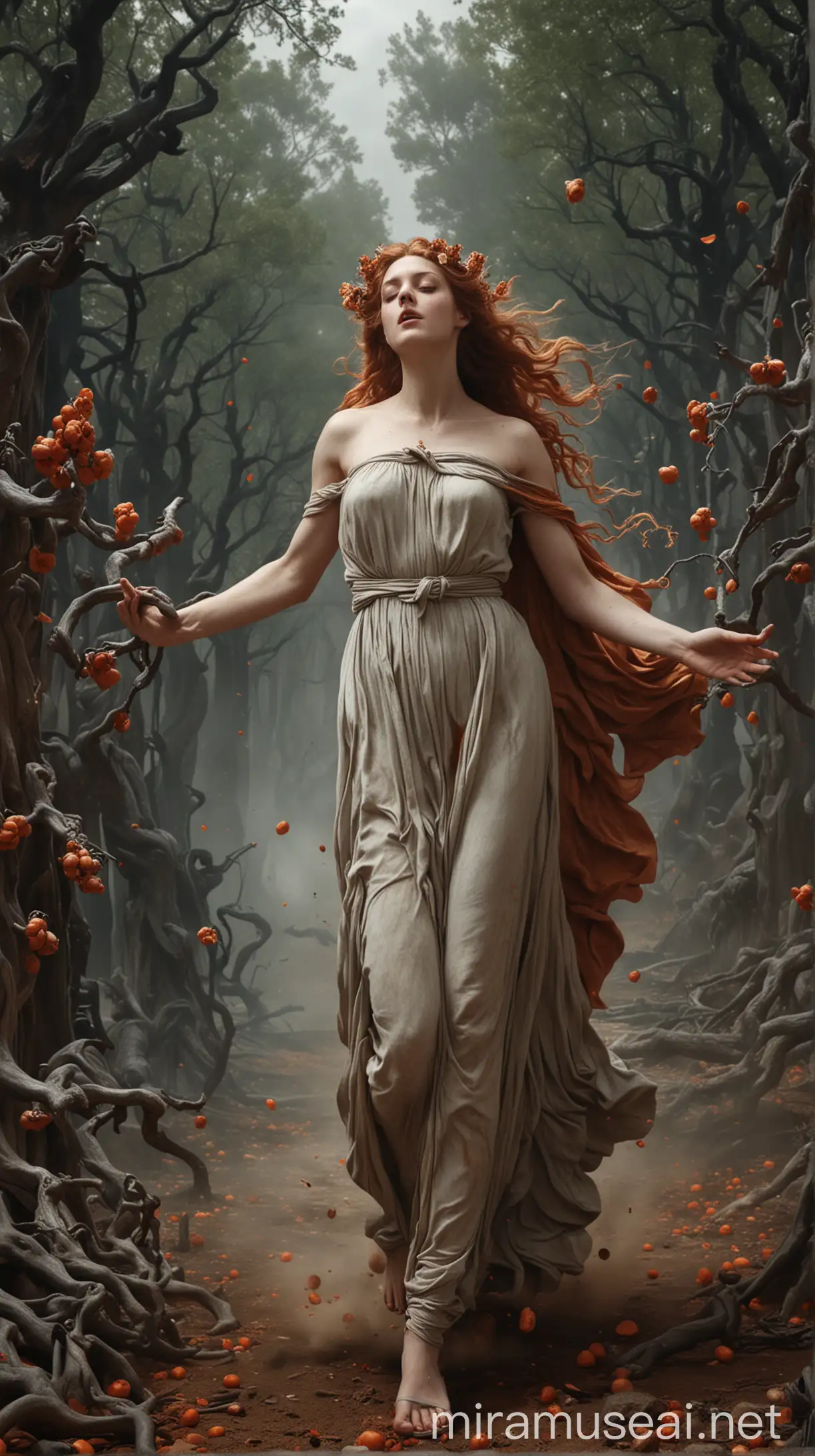 Persephone Abduction Hades and Sorrowful Demeter in Hyper Realistic Depiction