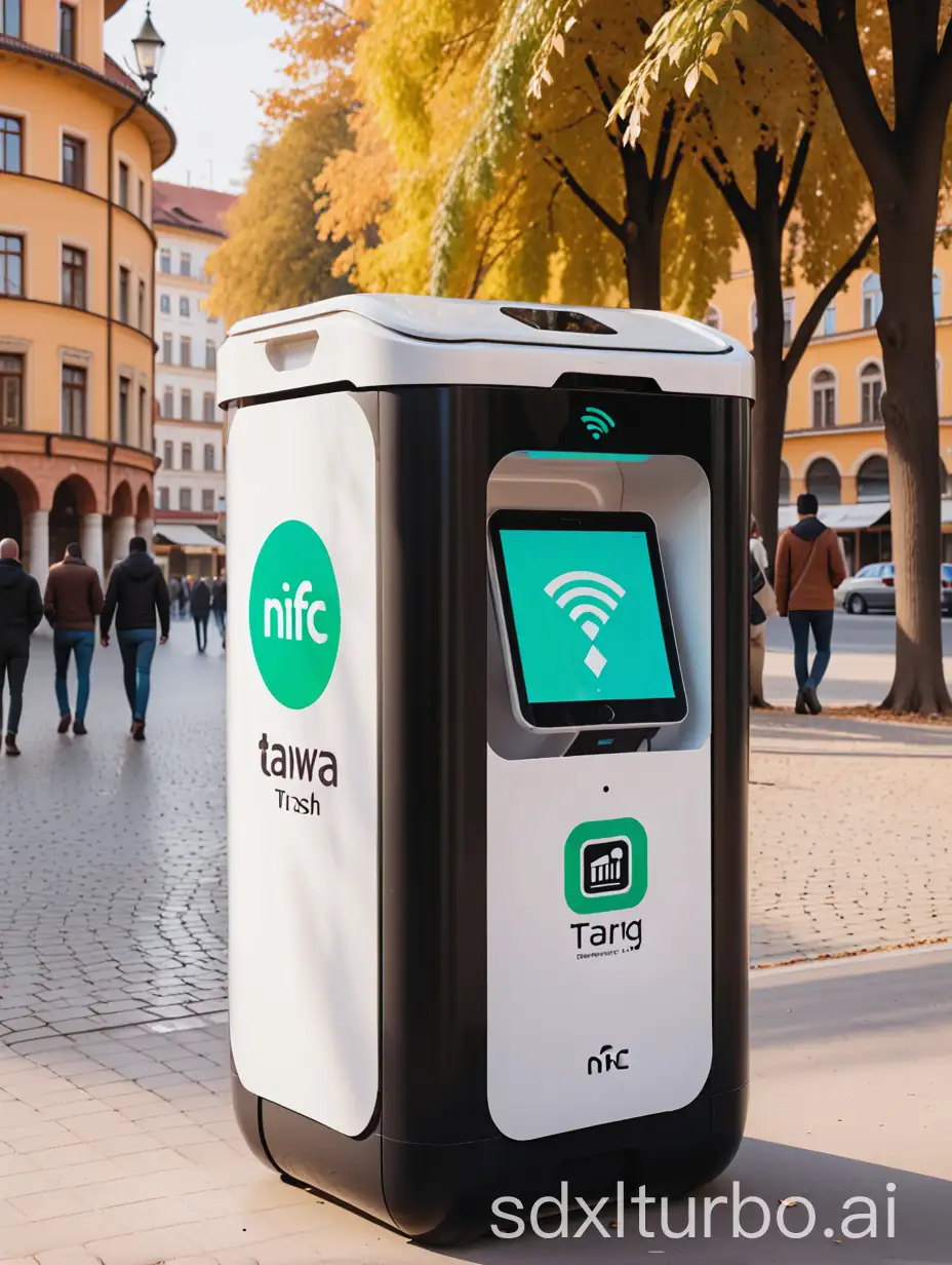 public smart trash with screen and nfc at the topnamed Tarwa