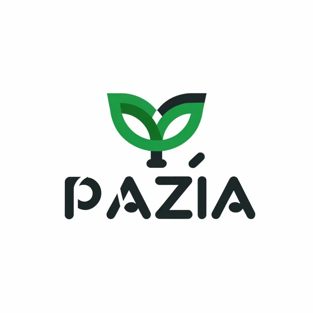 a logo design,with the text "Pazia", main symbol:Leaf,Minimalistic,be used in Vegan Food App industry,clear background