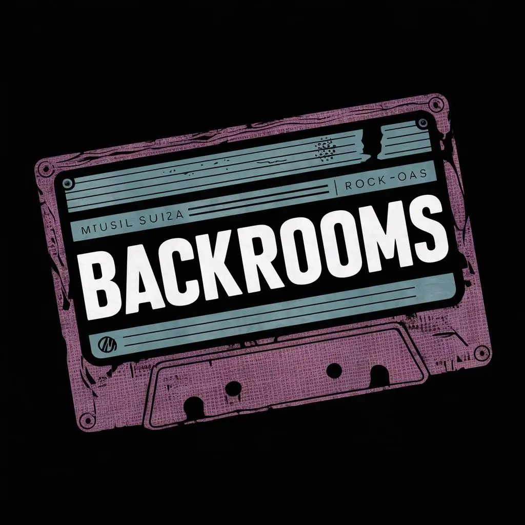 logo for music rock band called (backrooms), vhs