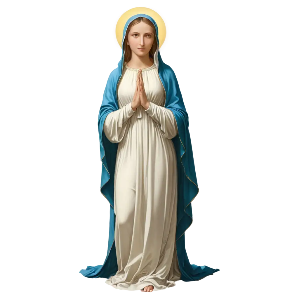 Beautiful illustration of virgin mary full body edges