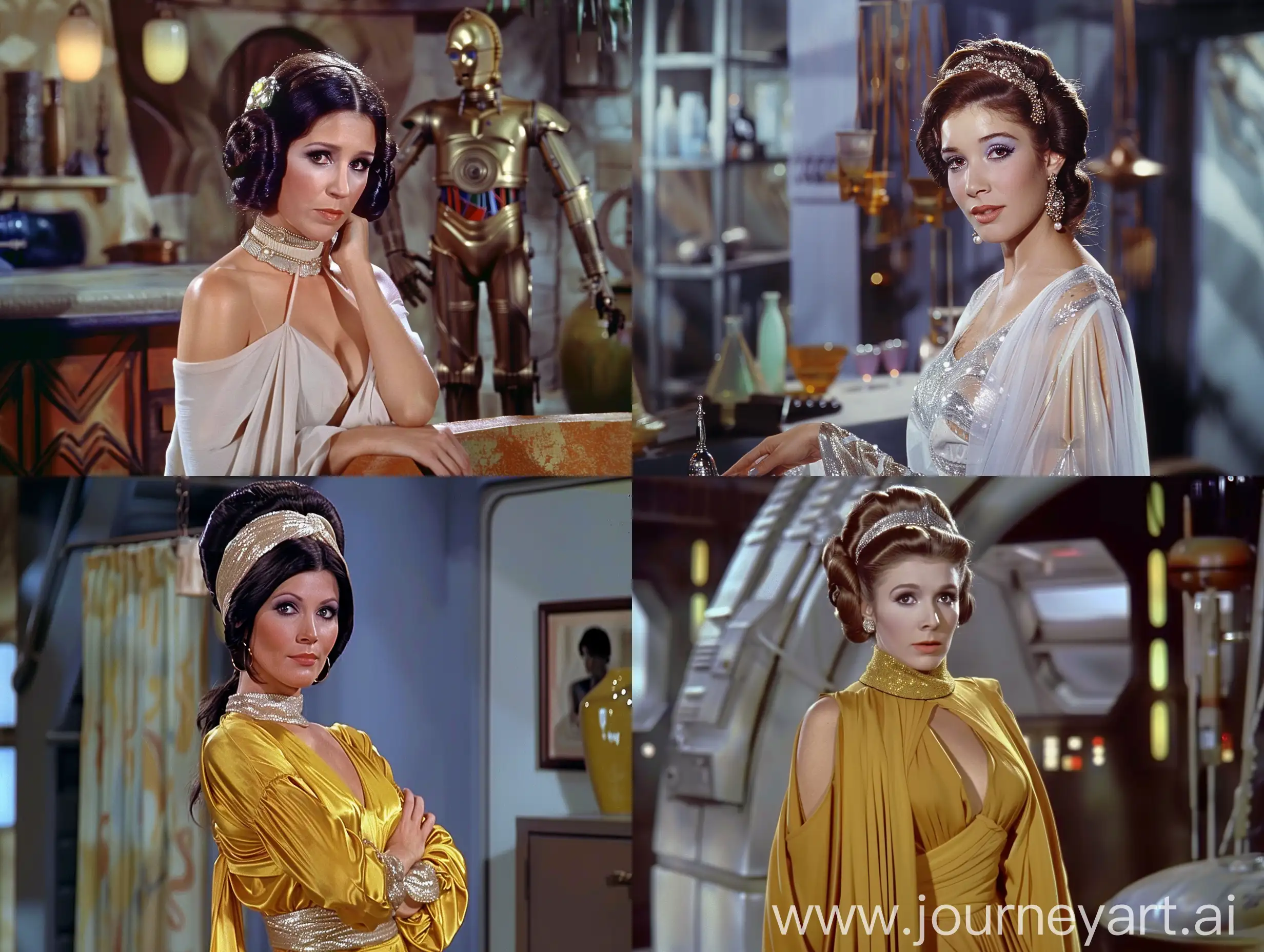 pretty  full body monica geller as princess leia from friends,1950's super panavision 70,colory image
