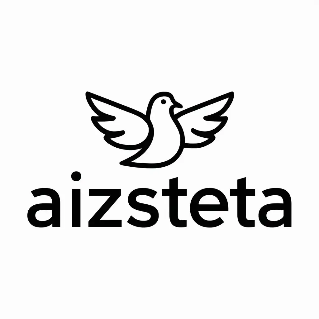 a logo design,with the text "Aizsteta", main symbol:pigeon,Moderate,be used in Entertainment industry,clear background