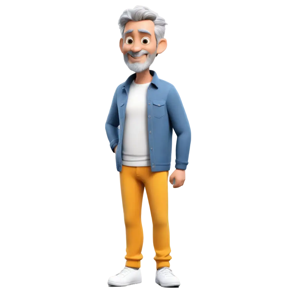 Adorable Cartoon Dad with Grey Hair PNG Image Perfect for TShirt Prints ...