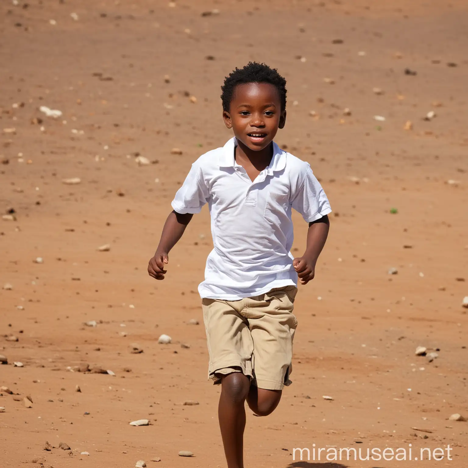 Energetic African School Child Running in a Playground