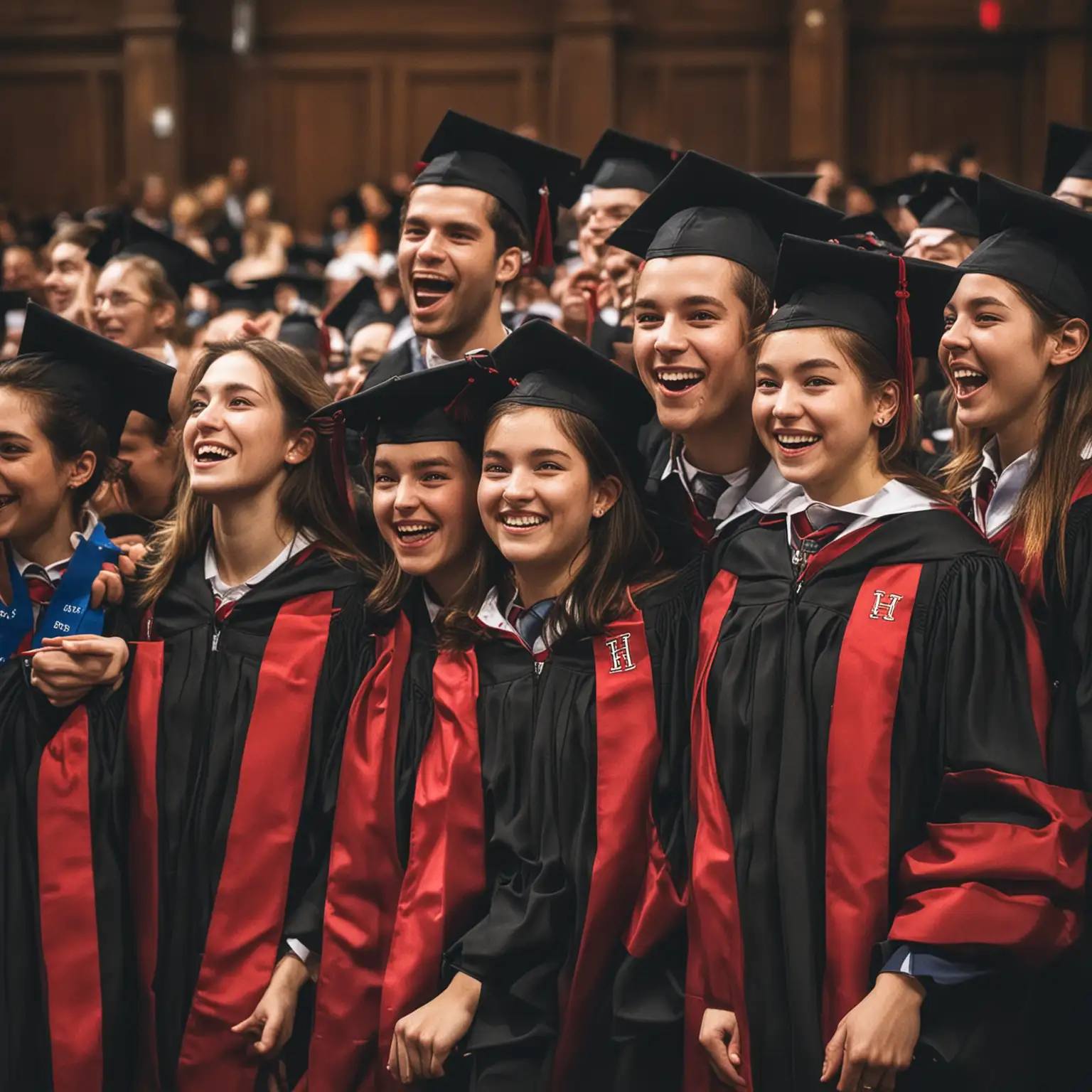 Счастливые выпускники Гарвард на вручении премии за знания