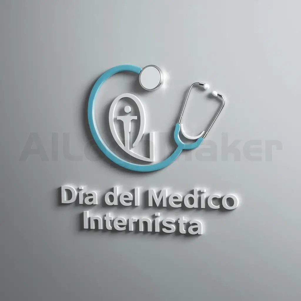 a logo design,with the text 'DIA DEL MEDICO INTERNISTA', main symbol:ESTETOSCOPIO CUERPO HUMANO,Moderate,clear background