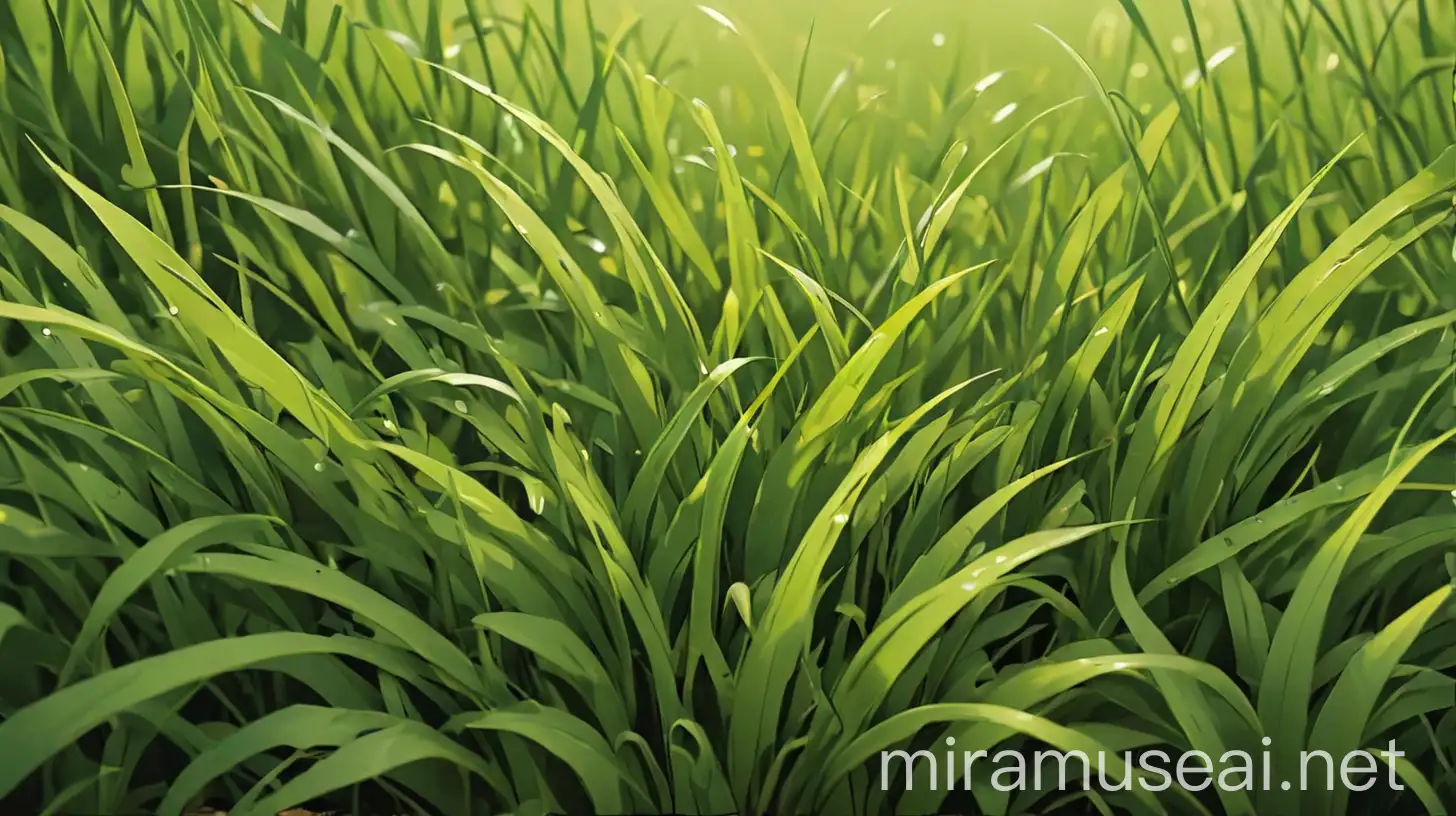 Lush Green Grass Landscape in Cartoon Style