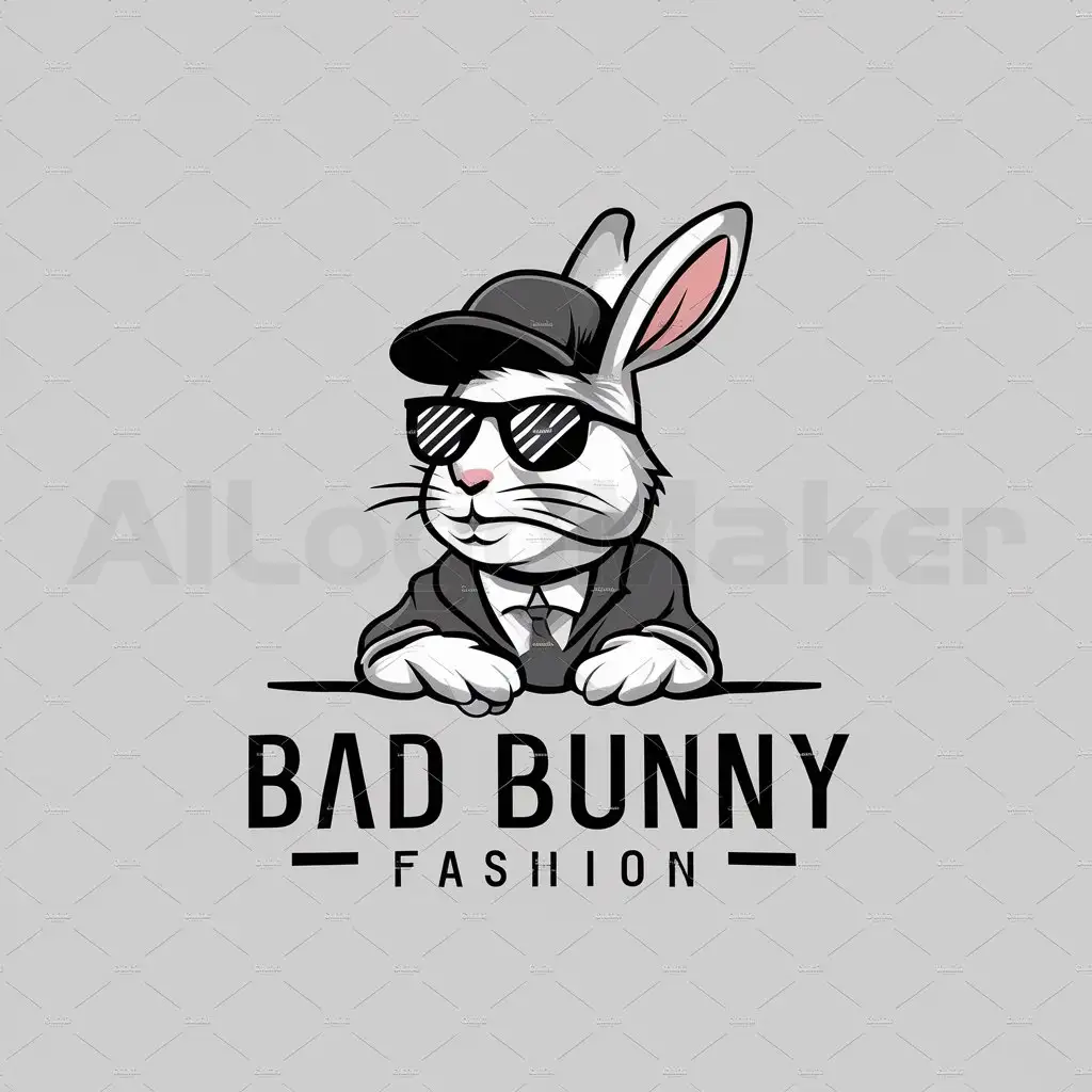 a logo design,with the text "Bad Bunny Fashion", main symbol:Cool stylish major rabbit glasses cap,Moderate,be used in Retail industry,clear background