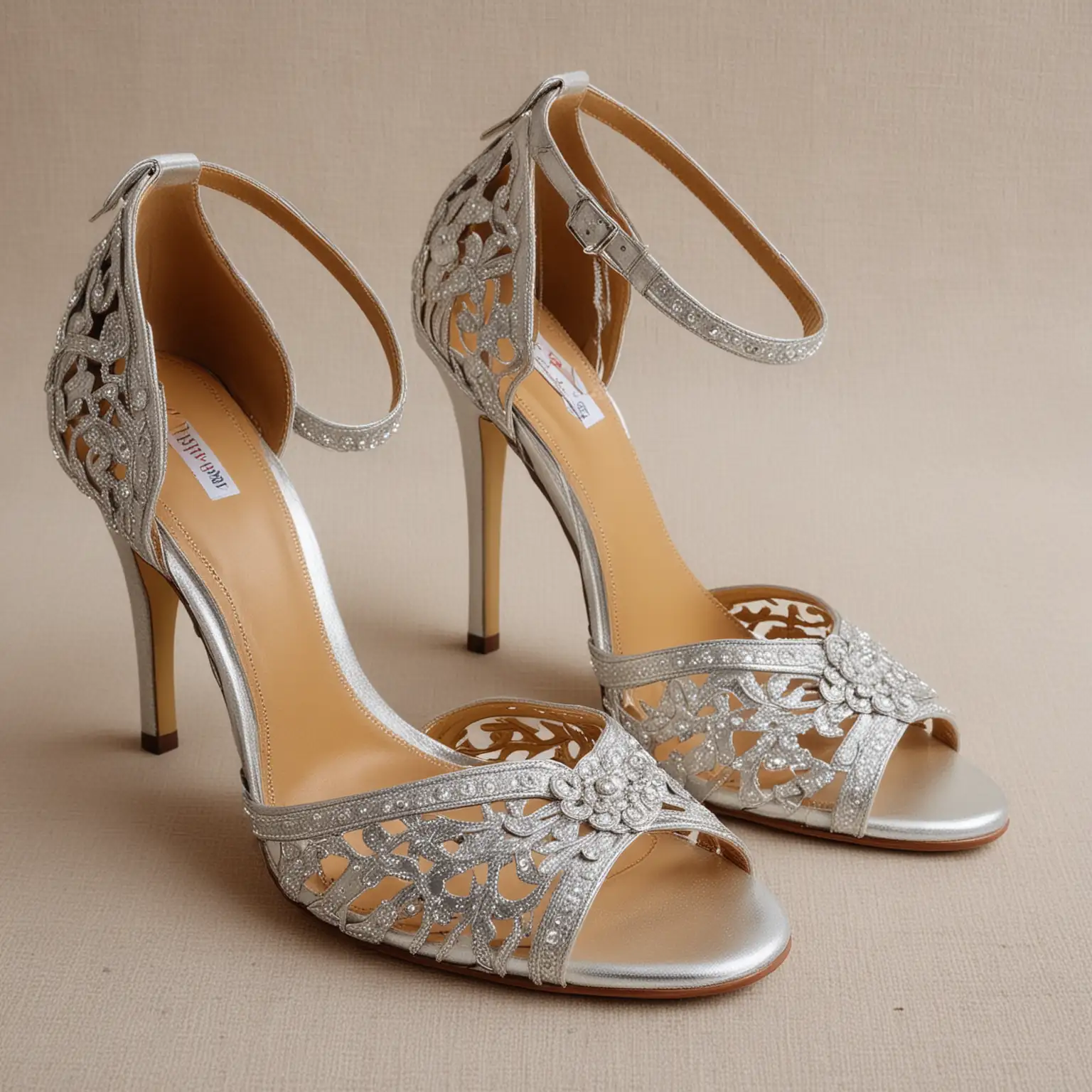 bridal shoes western, golden and silver