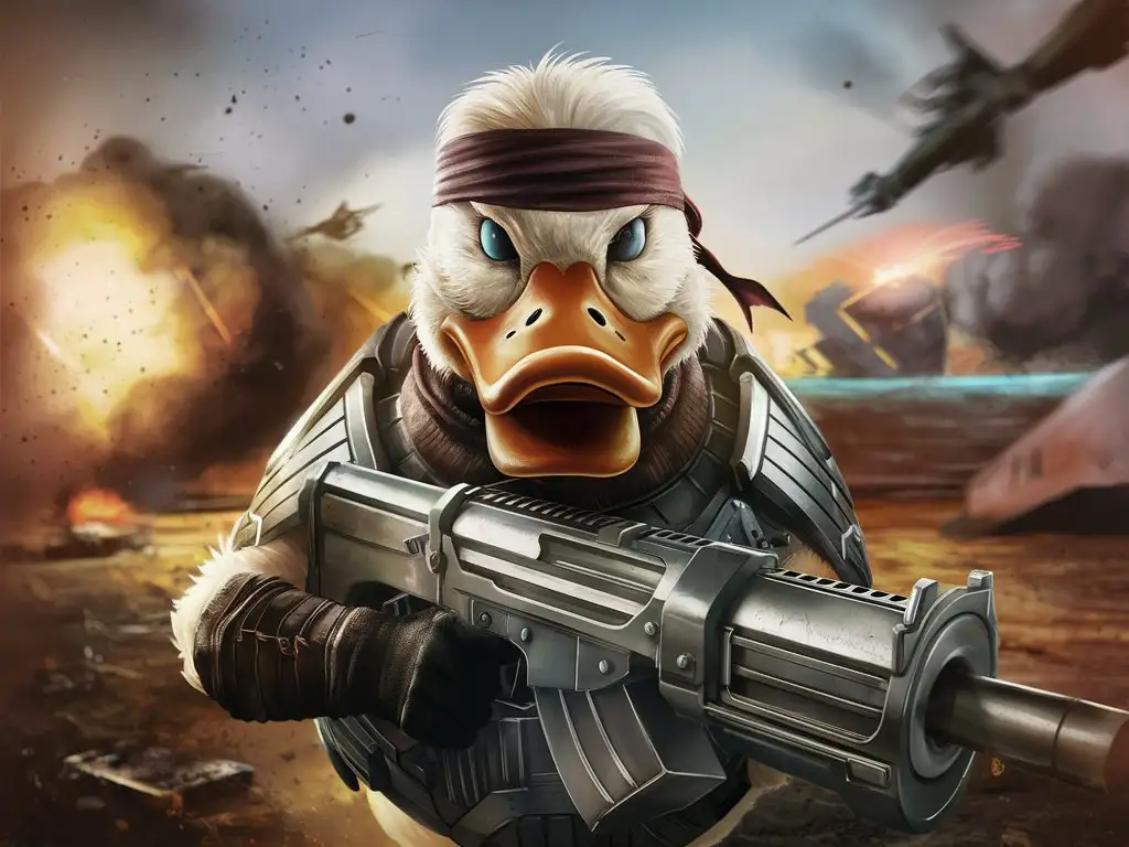 Intense-Warrior-Duck-with-Machine-Gun-Staring-into-Camera