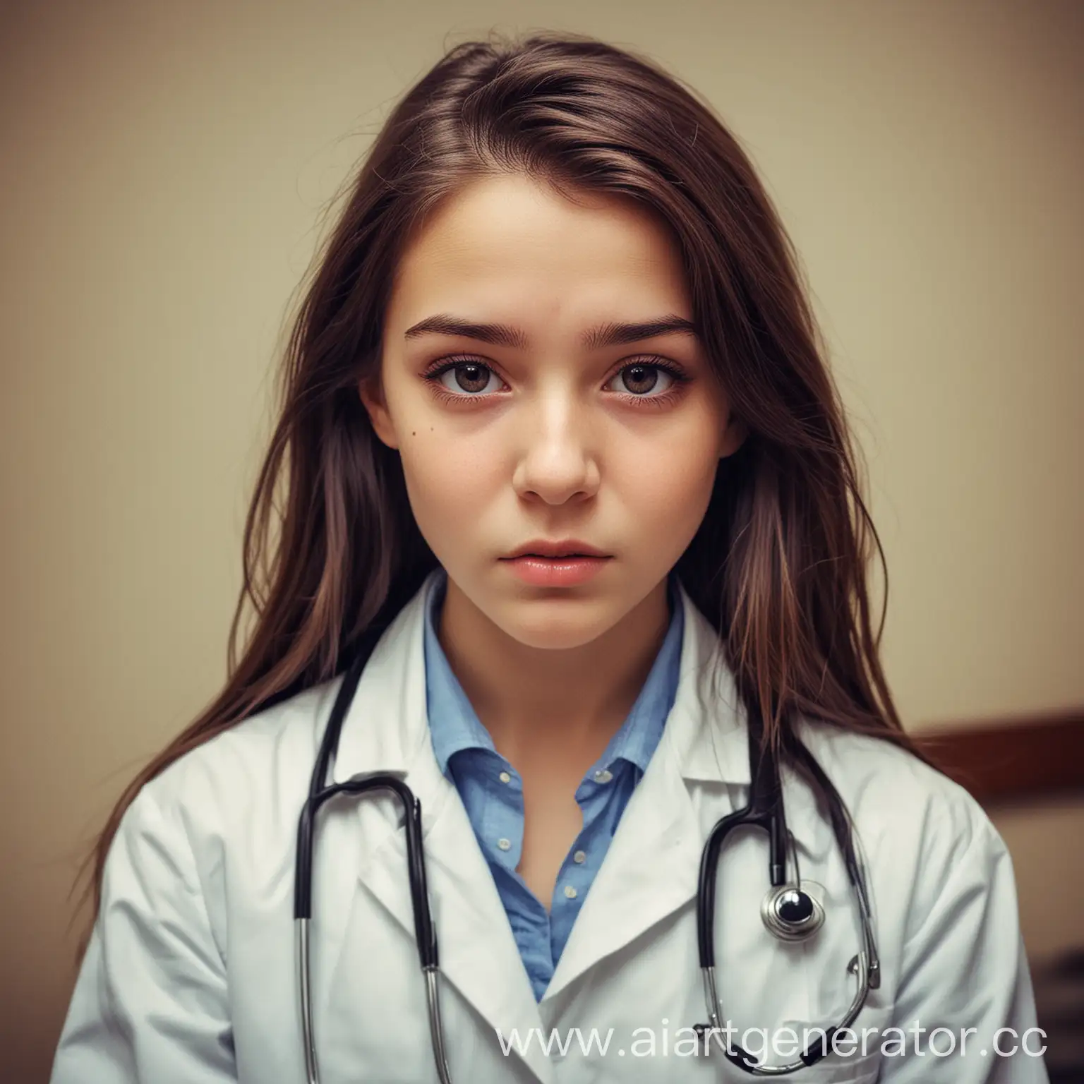 generate a picture of a girl who came to the doctor's appointment with weakness