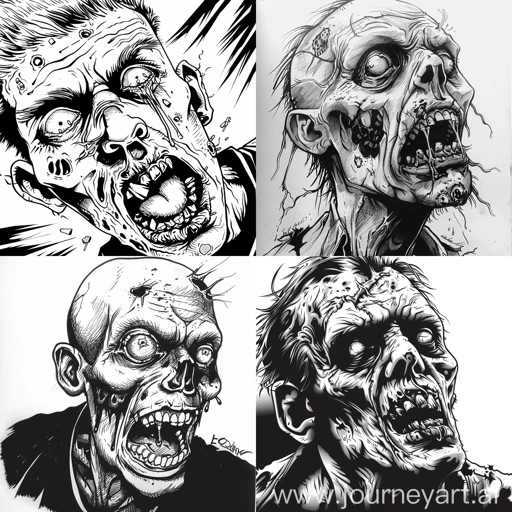 dibuja un zombie en blanco y negro para colorear