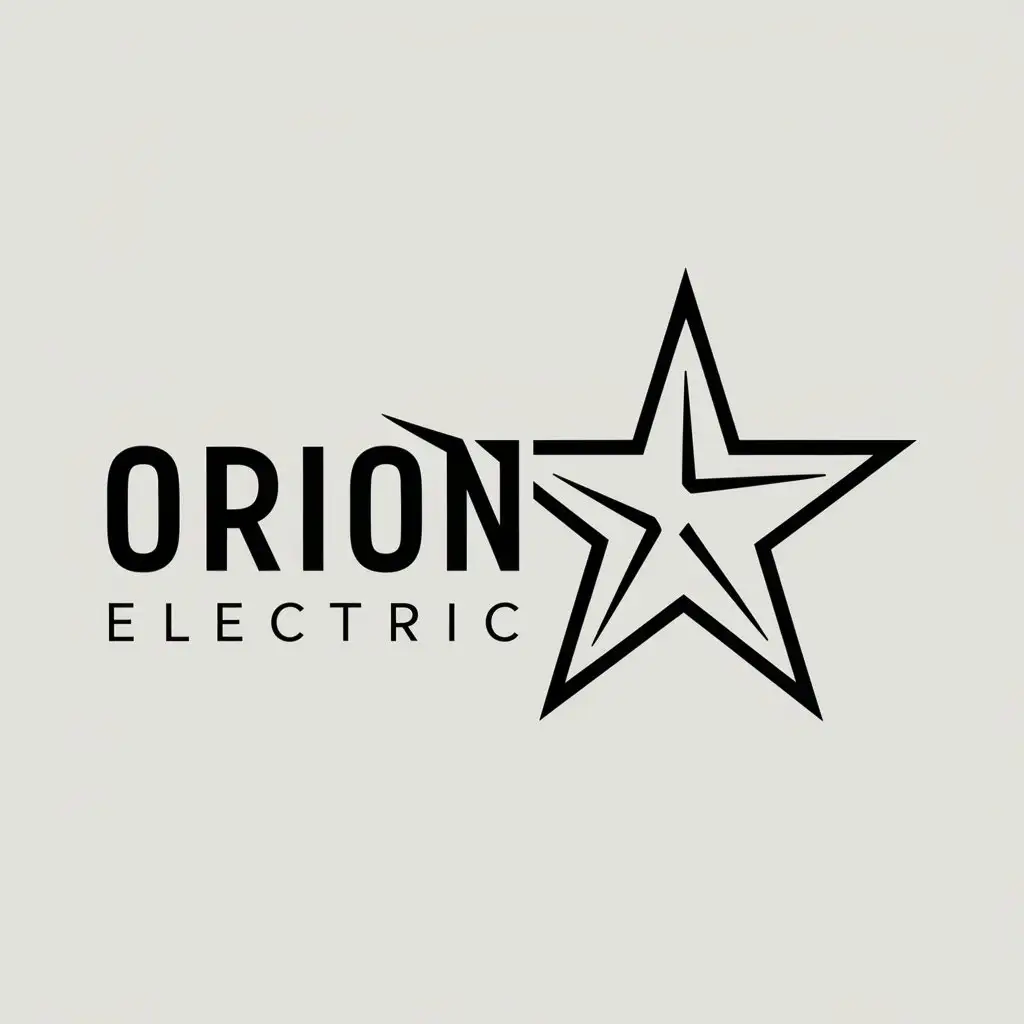 a logo design,with the text "Orion Electric", main symbol:It is pronounced differently than the star constellation, but because most people know the constellation, we were wanting to lean into it, but not be literal with it. That’s why I picked the kind of star in the vector image.,Moderate,clear background