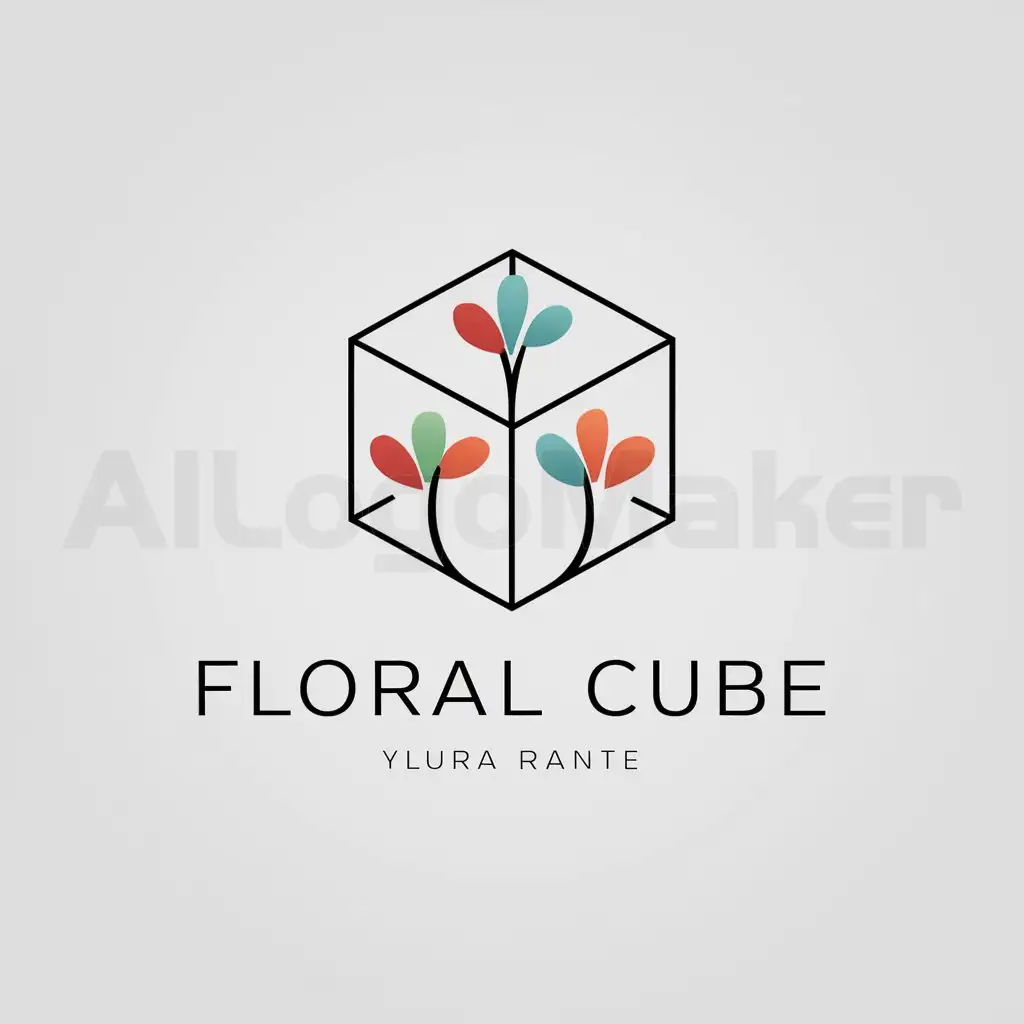 a logo design,with the text "Floral Cube", main symbol:a cube made of flowers, with a maximum of four colors, minimalist design,Minimalistic,be used in Retail industry,clear background