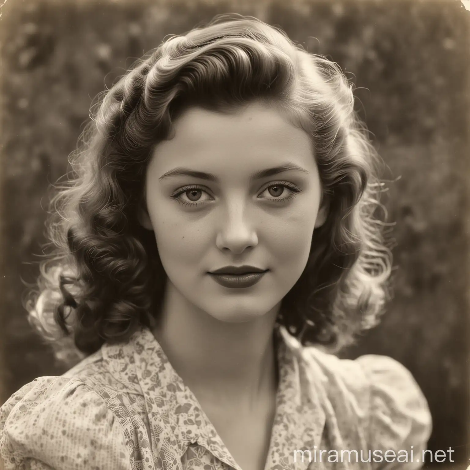 Elegant 1940s Vintage Portrait of a Graceful Young Woman