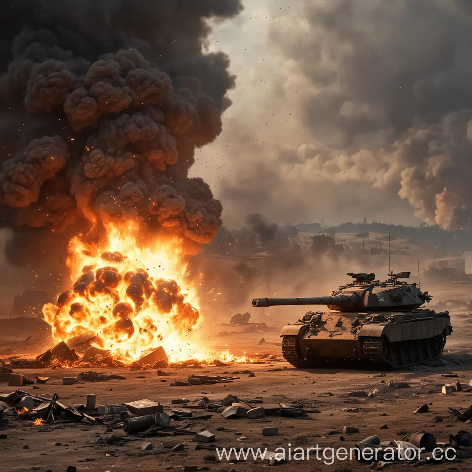 Intense-Battlefield-with-Explosions-and-Burning-Tanks