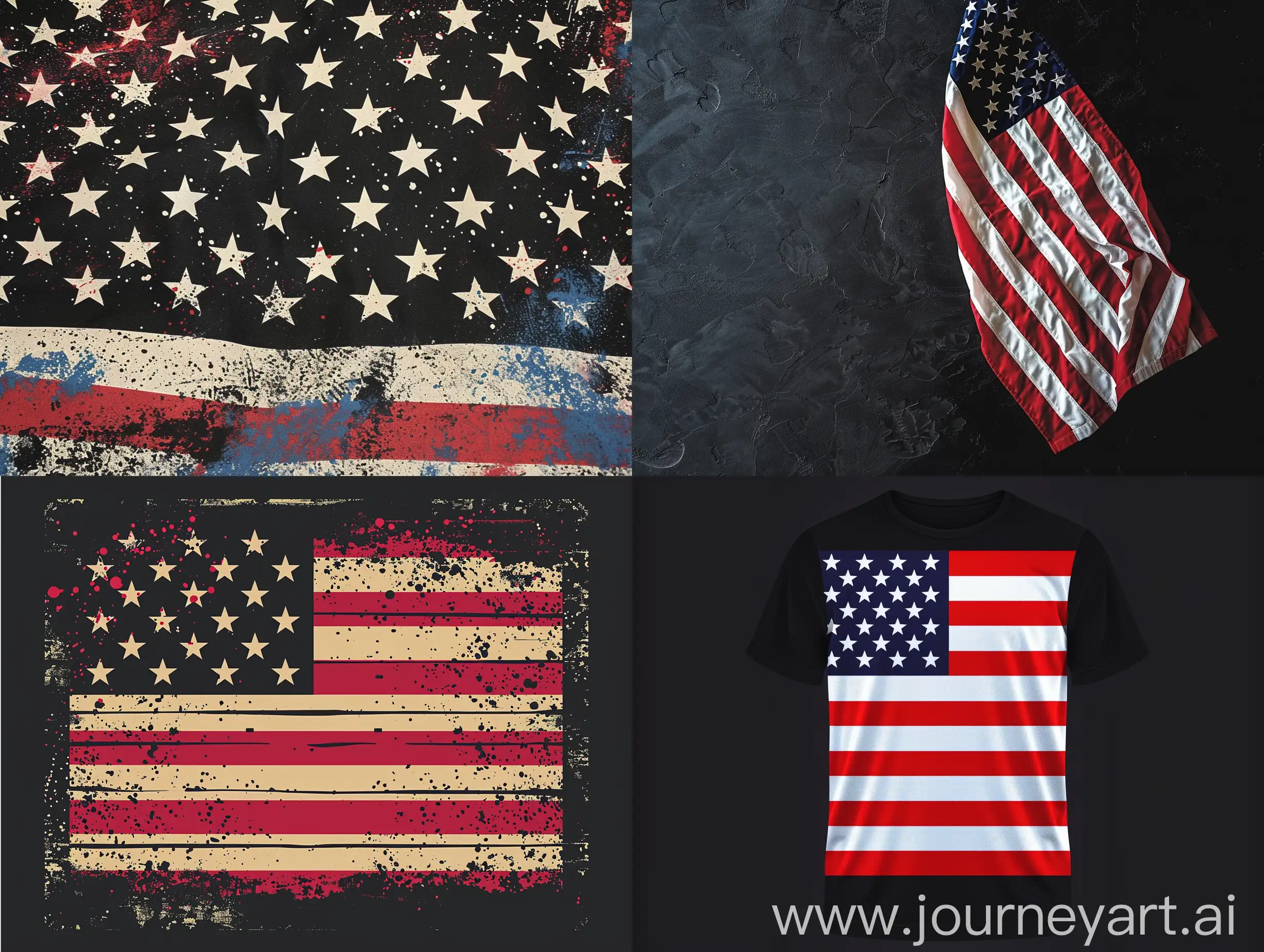 T-shirt print vector American flag   on a  black background