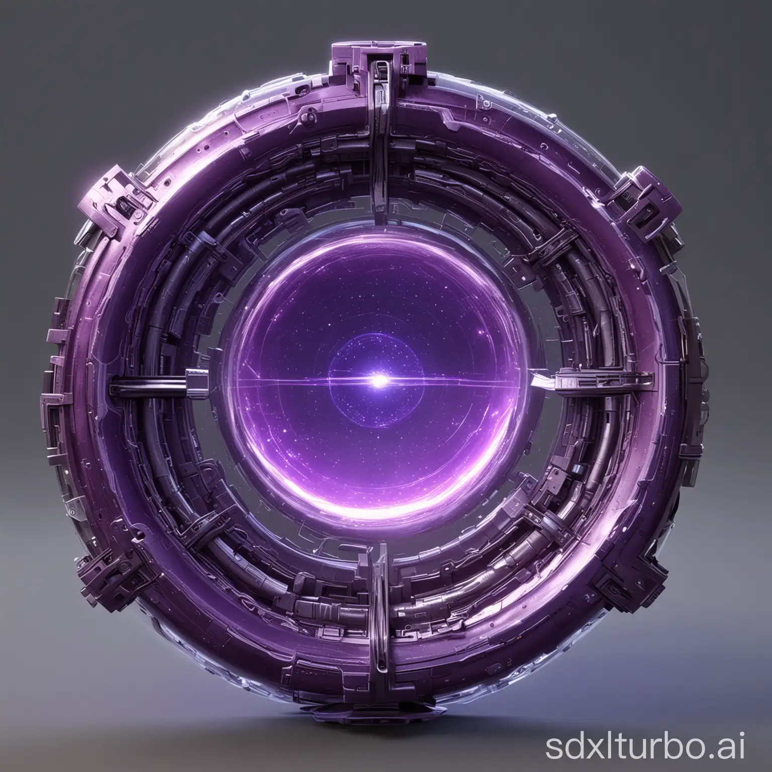 sci-fi dimension portal,material : glass,color of portal:purple