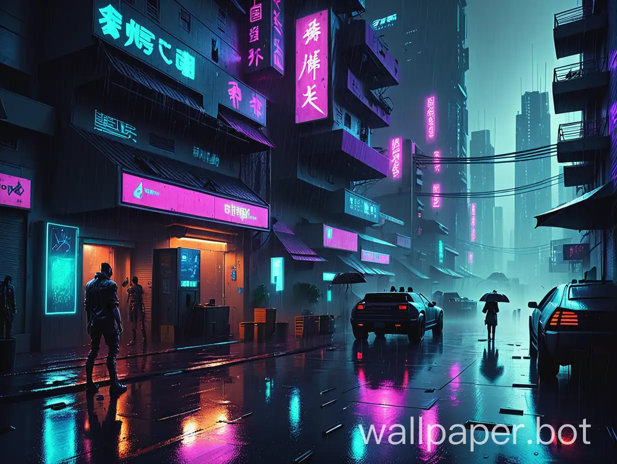 Cyberpunk-Cityscape-in-Fresh-Rain-on-a-Hot-Night