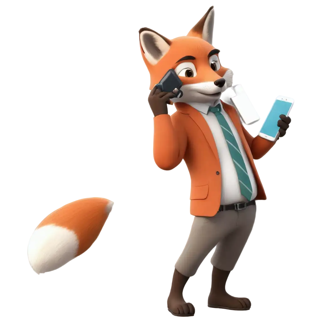 a fox with phone