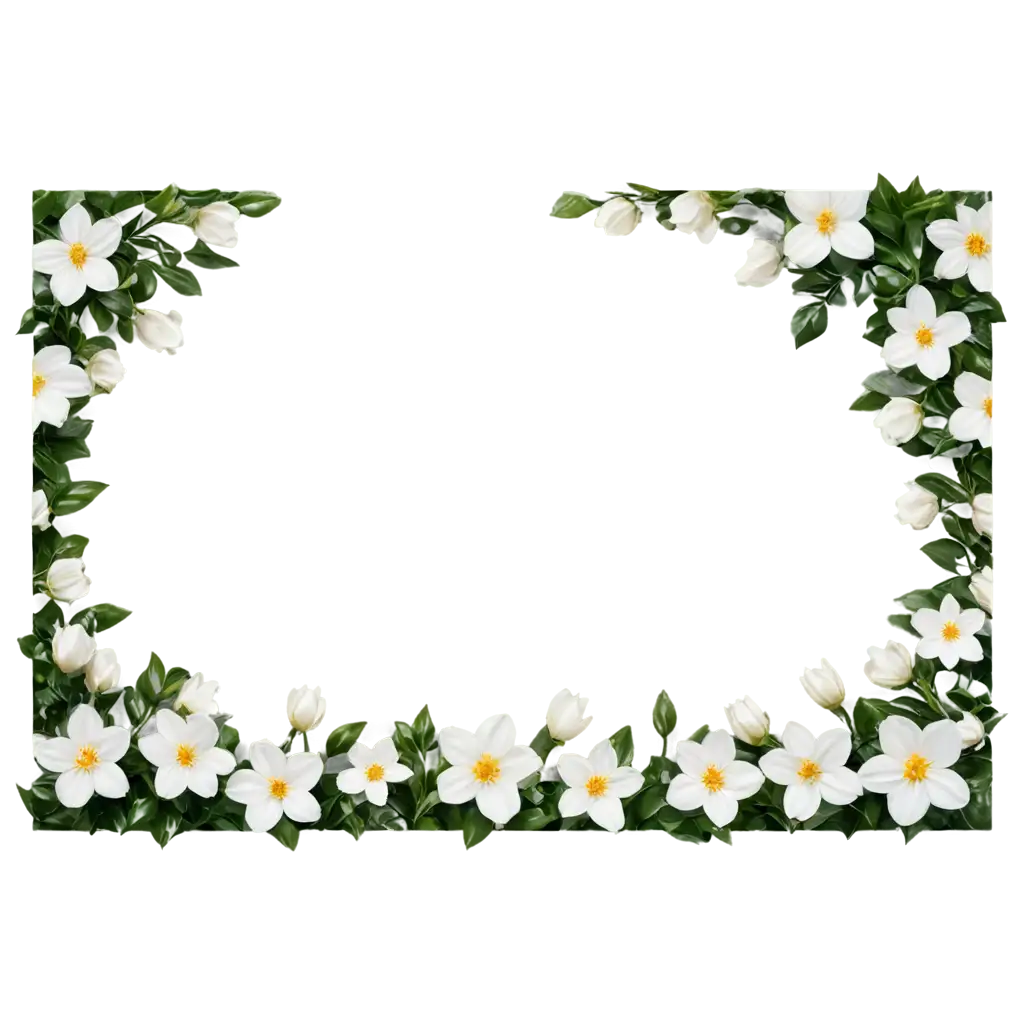 Exquisite-White-Flower-Border-PNG-Elevate-Your-Designs-with-Stunning-Floral-Frames