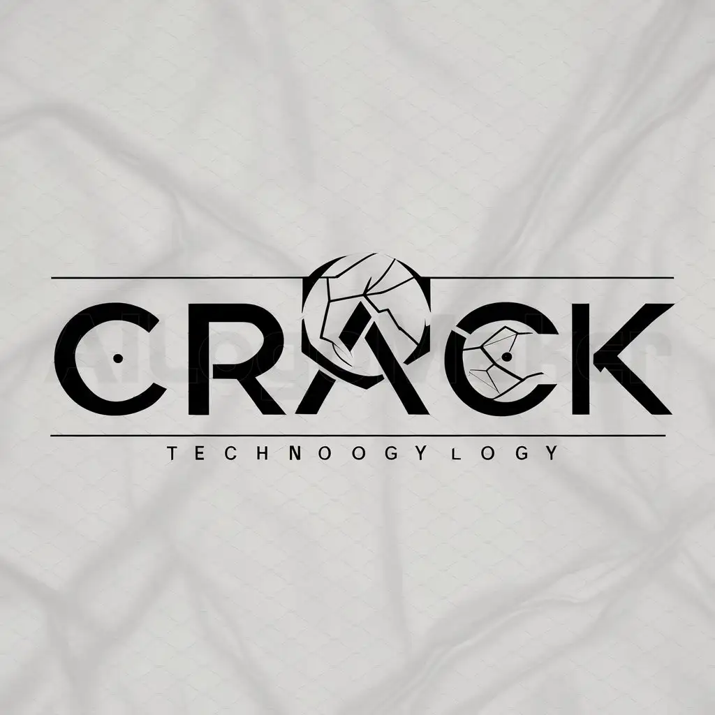 a logo design,with the text "CRACK", main symbol:CRACKED GEOMETRICAL SHAPE ON THE MIDDLE LETTER OF THE LOGO NAME,Moderate,be used in Technology industry,clear background