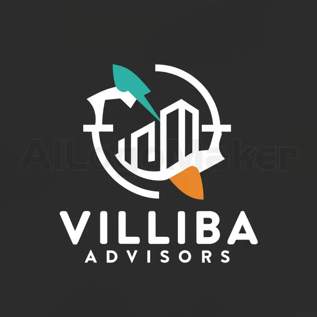 a logo design,with the text "VILLIBA
ADVISORS", main symbol:Building surrounded by a circle formed by an arrow representing a cycle,Moderate,be used in Legal industry,clear background