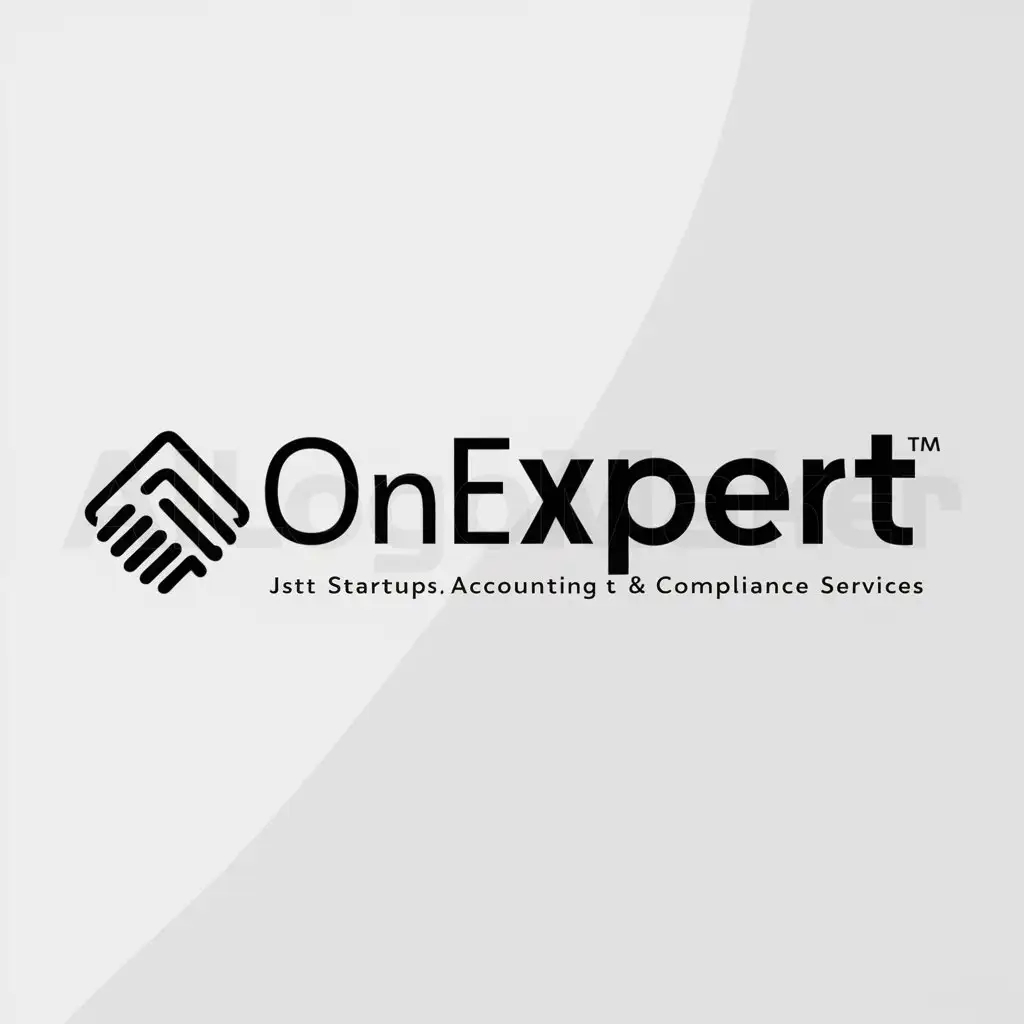a logo design,with the text "onexprt", main symbol:trust, assitance for startups ,accouting and compliance,Minimalistic,be used in Finance industry,clear background