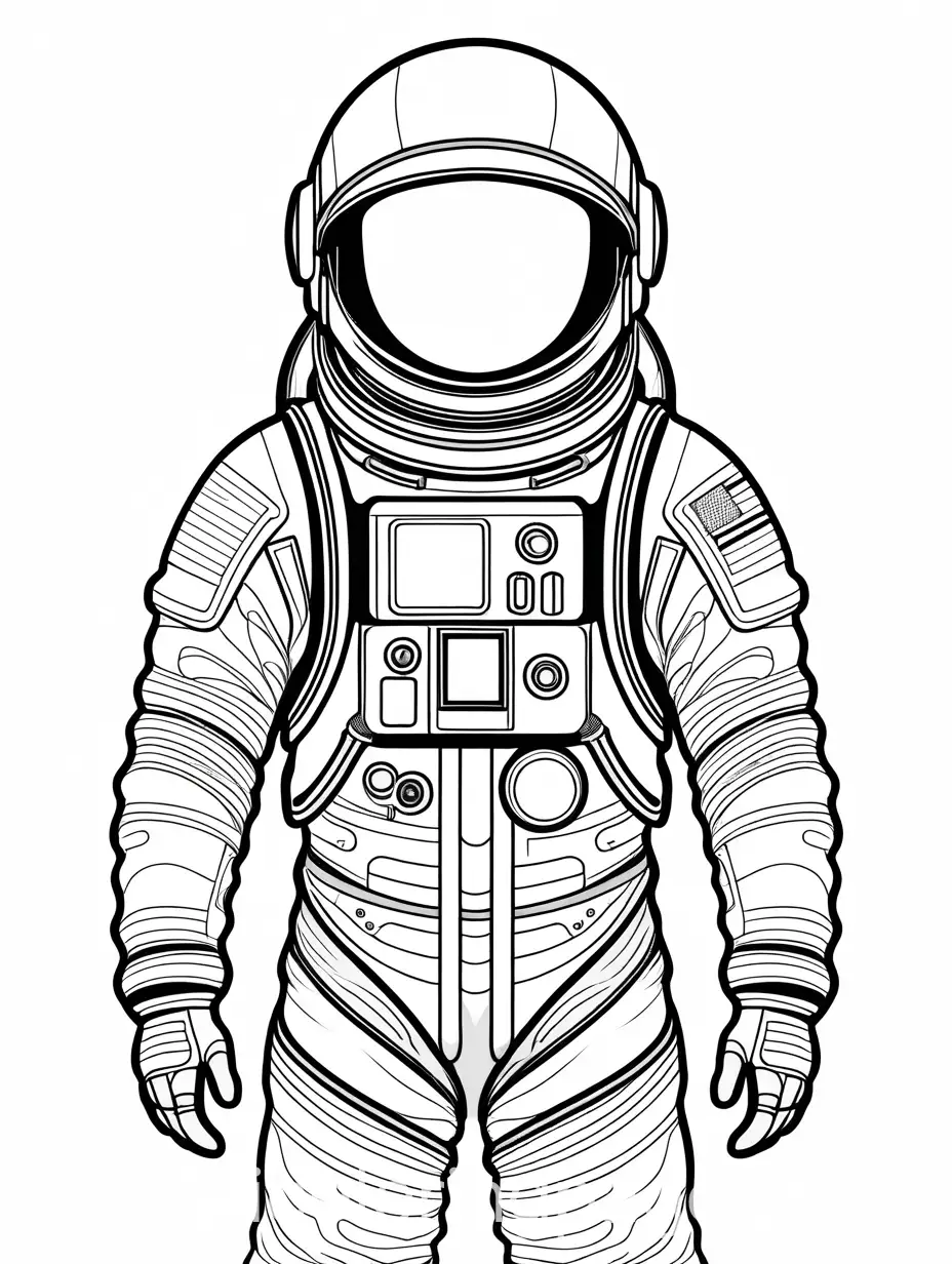 a astronaut, simple design, Coloring Page, black and white, line art, white background, Simplicity, Ample White Space