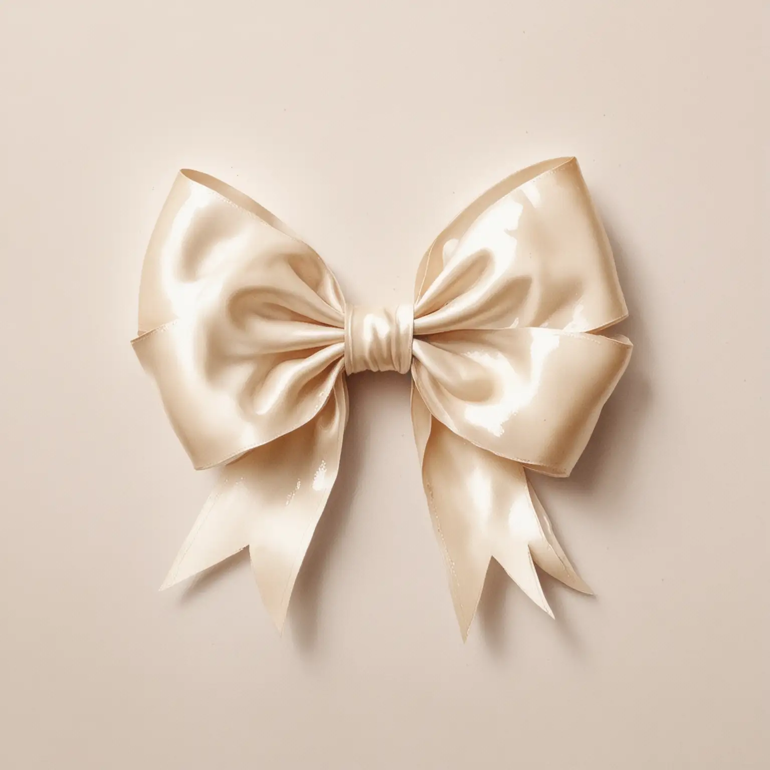 watercolour illustration of a cream satin bow on a solid white background
