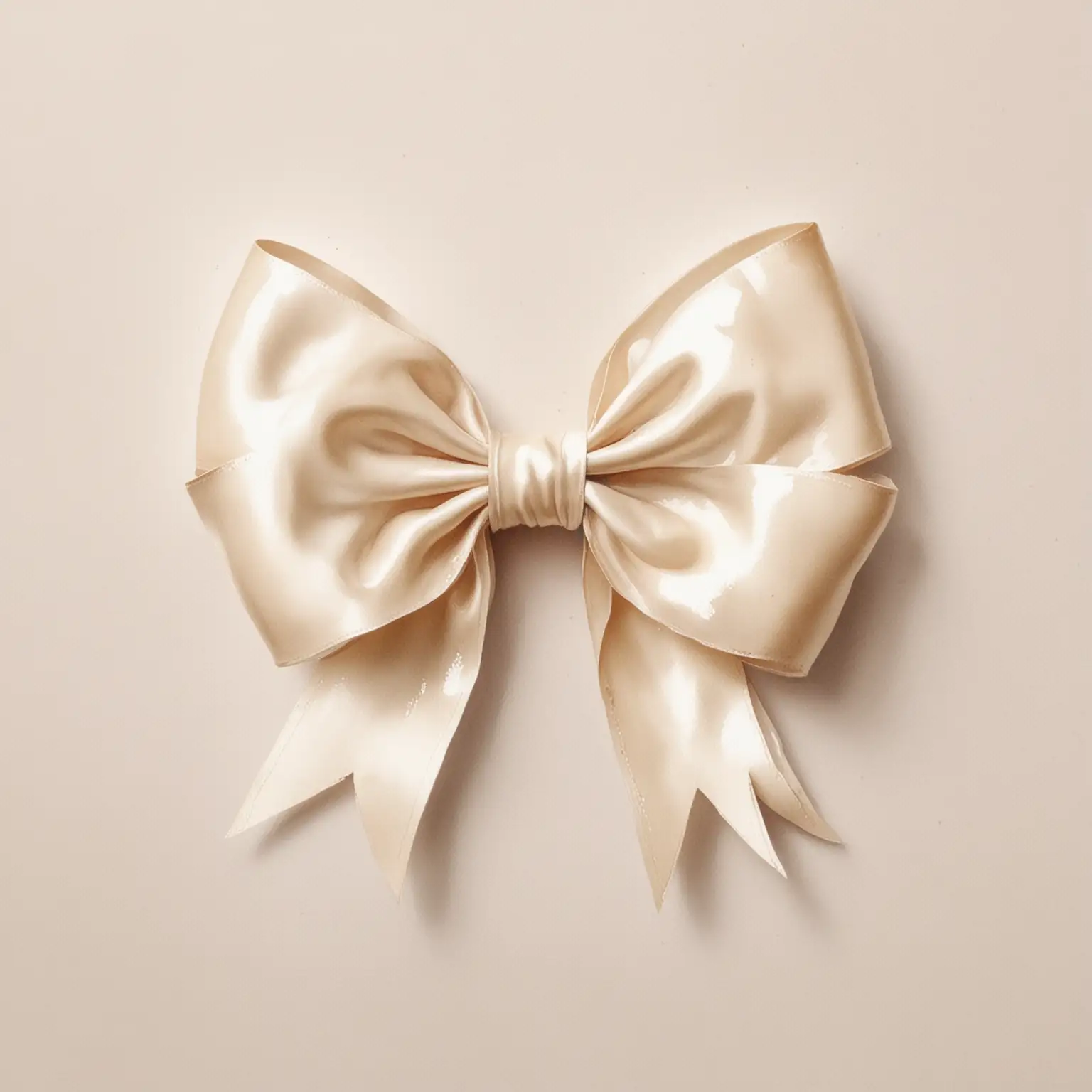 Watercolour Illustration of Cream Satin Bow on White Background