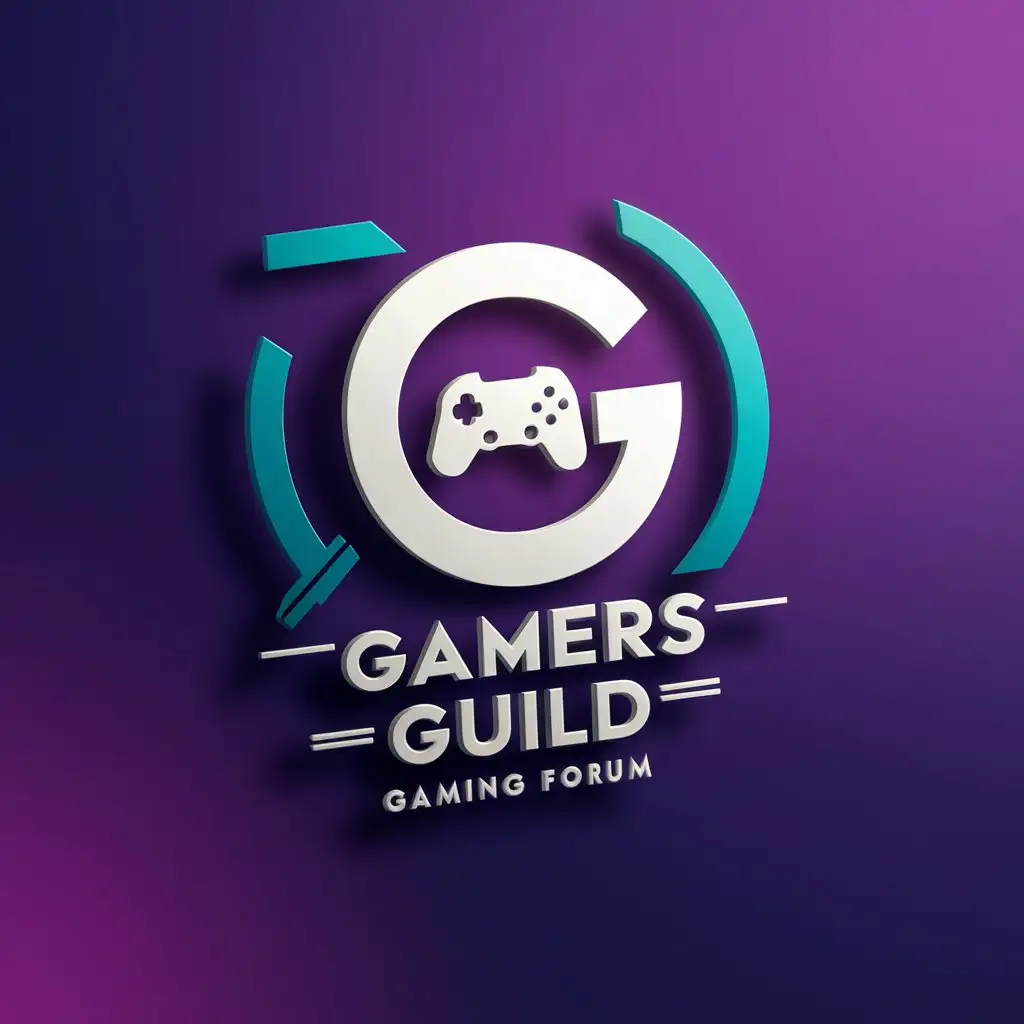 сделай логотип для игрового форума Gamers Guild в черно-фиолетовых тонах