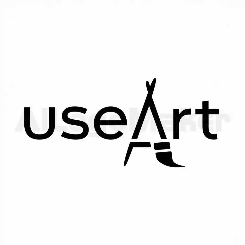 a logo design,with the text "useart", main symbol:paintbrush,Minimalistic,be used in art industry,clear background