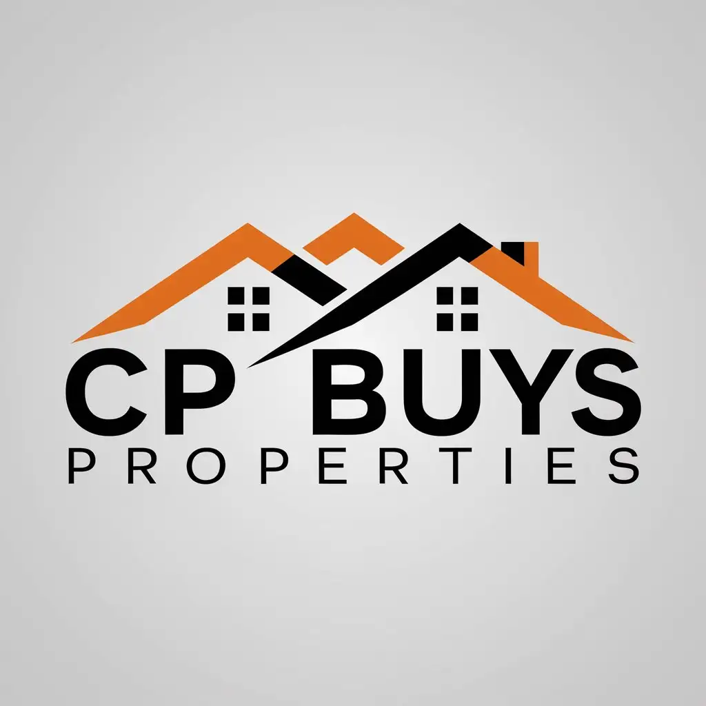a logo design,with the text "CP Buys Properties", main symbol:Business: CP Buys PropertiesnColors: Black, Orange, and WhitenDescription: We buy and sell properties,complex,be used in buy and sell properties industry,clear background