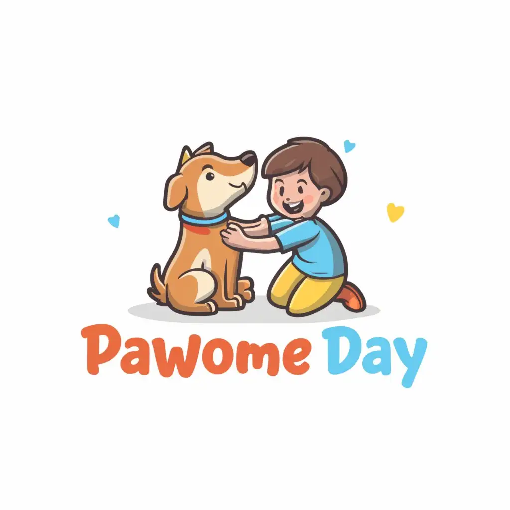 a logo design,with the text "Pawsome Day", main symbol:Dogs and Kids,Moderate,be used in Education industry,clear background