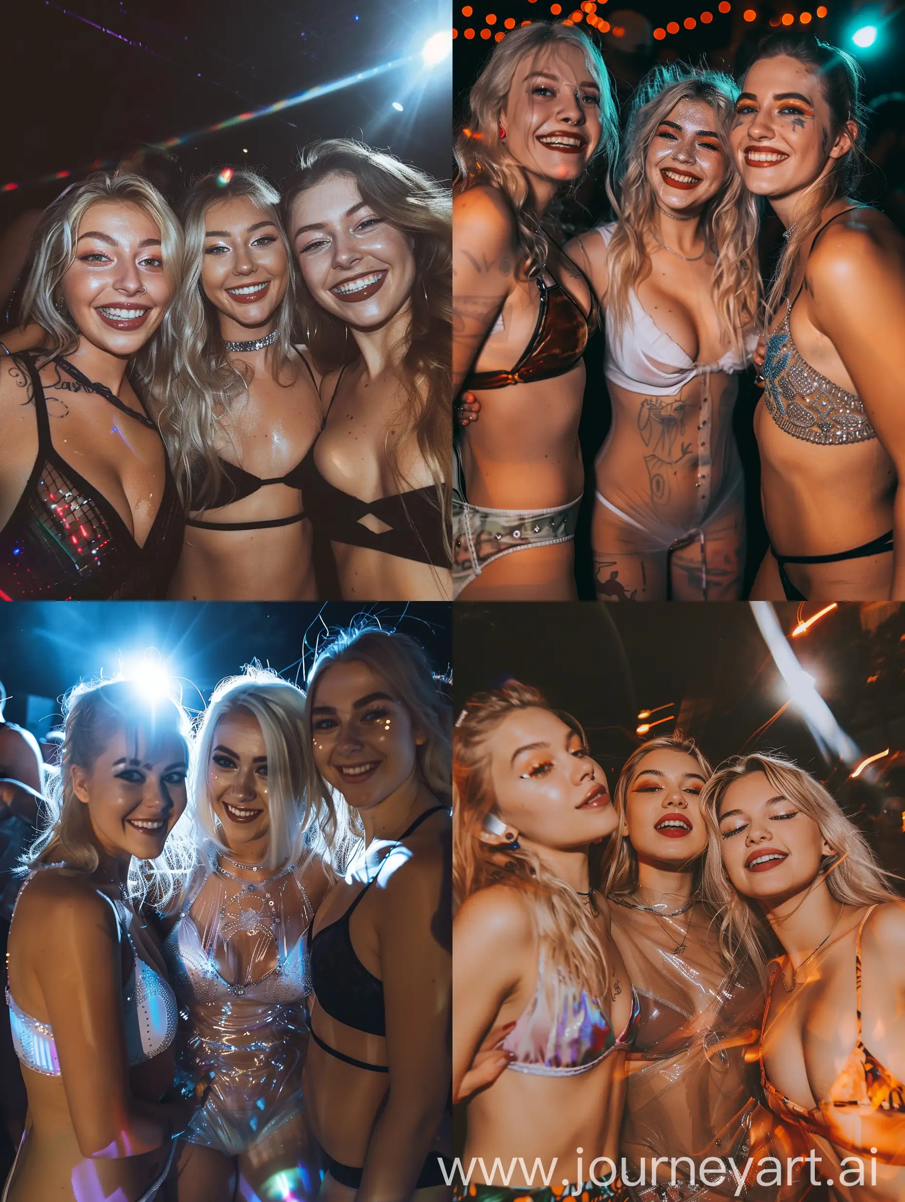 Blond-Women-Dancing-at-Night-Party-with-Flashlights-and-Fantasy-Wear