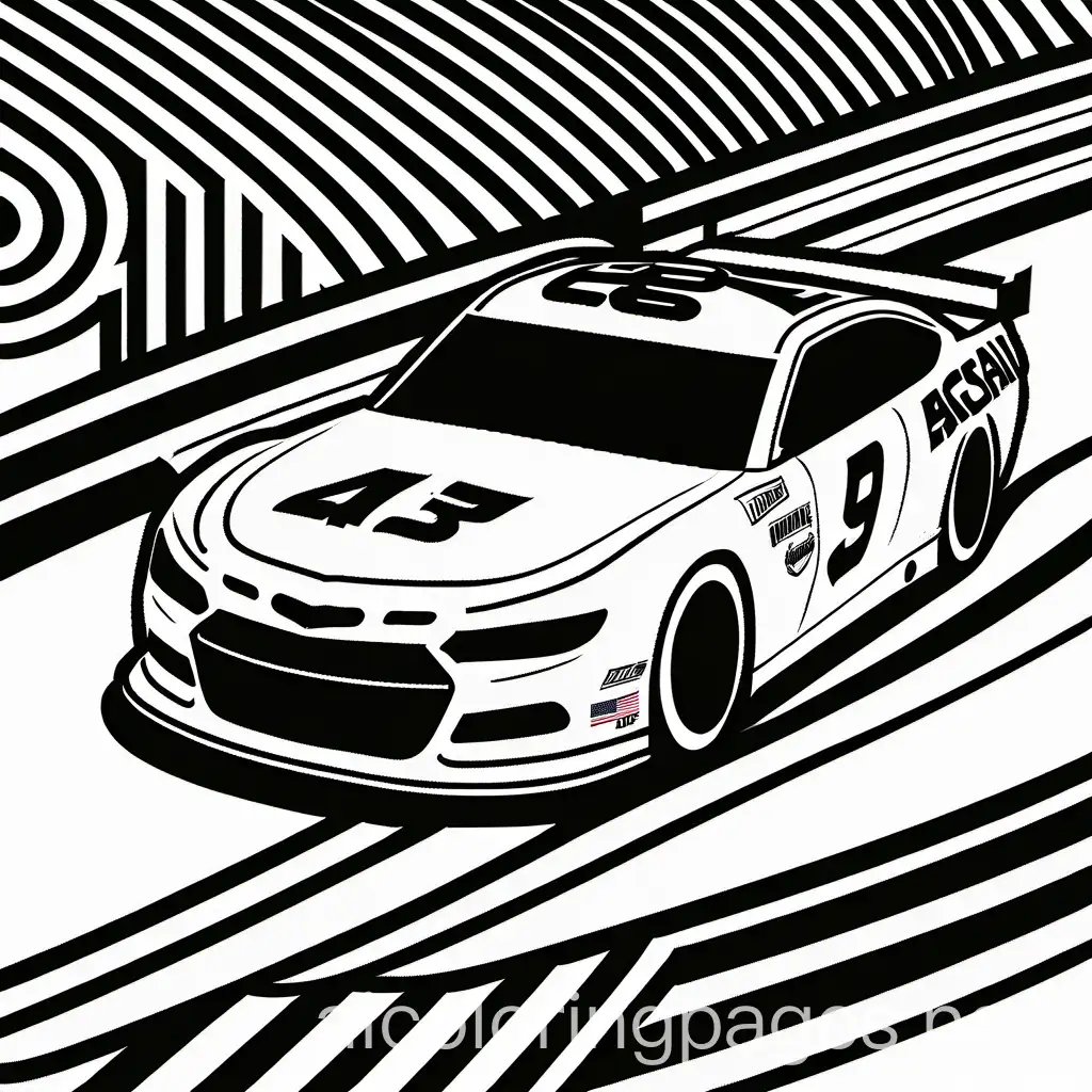 NASCAR-Race-Car-Coloring-Page-Black-and-White-Line-Art-with-Ample-White-Space