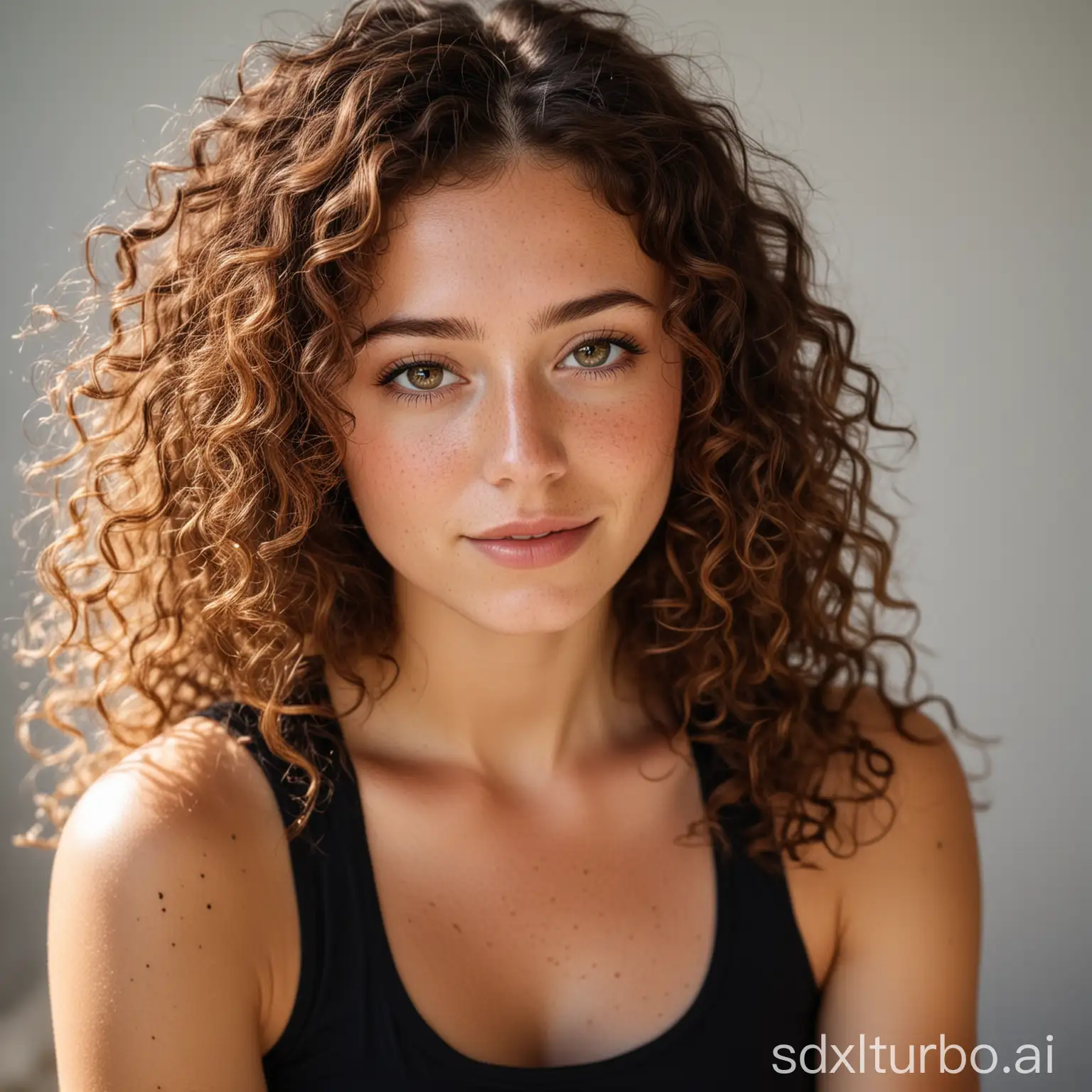 Beautiful-Woman-with-Freckles-in-Black-Tank-Top-HD-Candid-Photography