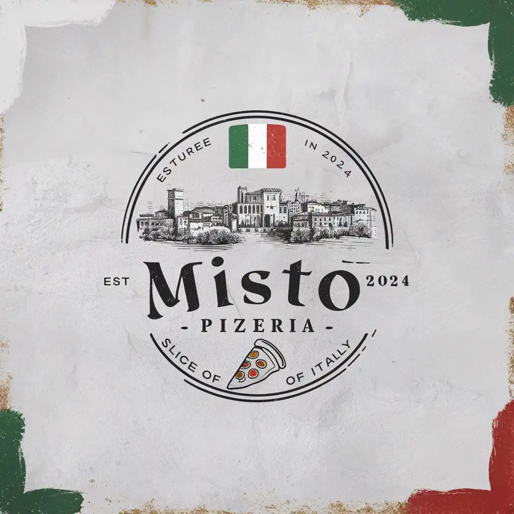 Misto Pizzeria Authentic Italian Pizzeria Emblem with Vintage Flair