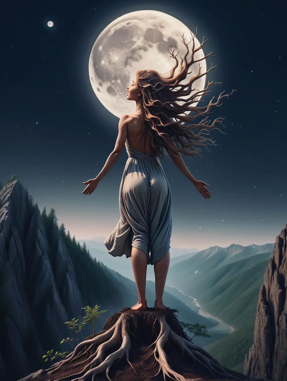 Woman-on-Mountain-with-Rooted-Legs-Holding-Moon